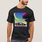 Synthwave car outrun retrowave futuresynth sci fi t-shirt (Voorkant)