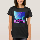 Synthwave car outrun retrowave futuresynth sci fi  t-shirt (Voorkant)