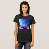 Synthwave car outrun retrowave futuresynth sci fi  t-shirt (Voorkant volledig)