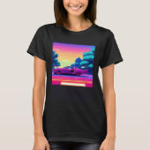 Synthwave car outrun retrowave futuresynth sci fi t-shirt (Voorkant)