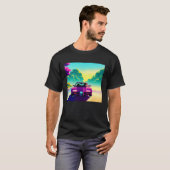 Synthwave car outrun retrowave futuresynth sci fi  t-shirt (Voorkant volledig)