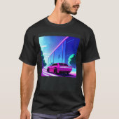 Synthwave car outrun retrowave futuresynth sci fi  t-shirt (Voorkant)