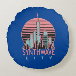 Synthwave City Sierkussen Rond Kussen