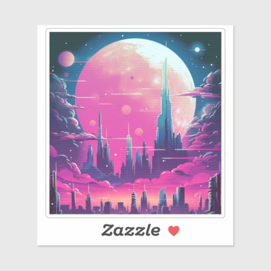 Synthwave City Skyline Sticker (Vel)