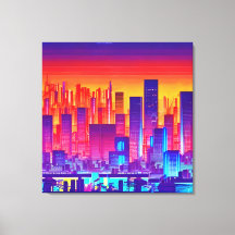 Synthwave/Cyberpunk City op Sunset