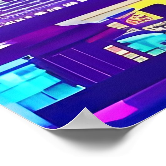 Synthwave/Cyberpunk City op Sunset Poster (Hoek)