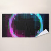 Synthwave dampgolf Golfgolf Glitch Cirkel met b Badhanddoek (Badhanddoek)