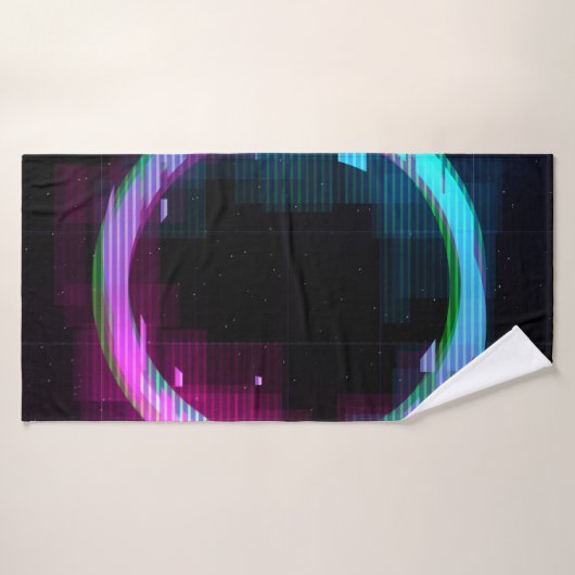 Synthwave dampgolf Golfgolf Glitch Cirkel met b Badhanddoek (Badhanddoek)