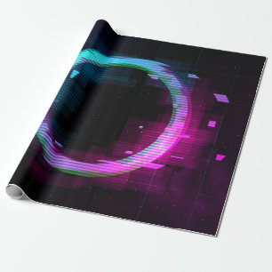Synthwave dampgolf Golfgolf Glitch Cirkel met b Cadeaupapier
