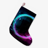 Synthwave dampgolf Golfgolf Glitch Cirkel met b Kleine Kerstsok (Voorkant (Hangend))