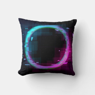 Synthwave dampgolf Golfgolf Glitch Cirkel met b Kussen