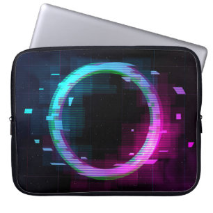 Synthwave dampgolf Golfgolf Glitch Cirkel met b Laptop Sleeve