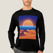 Synthwave Desert Sunset – Neon Fox Horizon Tri-Blend Shirt (Voorkant volledig)