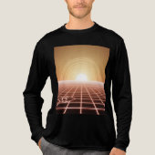 Synthwave Desert Sunset – Neon Fox Horizon Tri-Blend Shirt (Voorkant volledig)