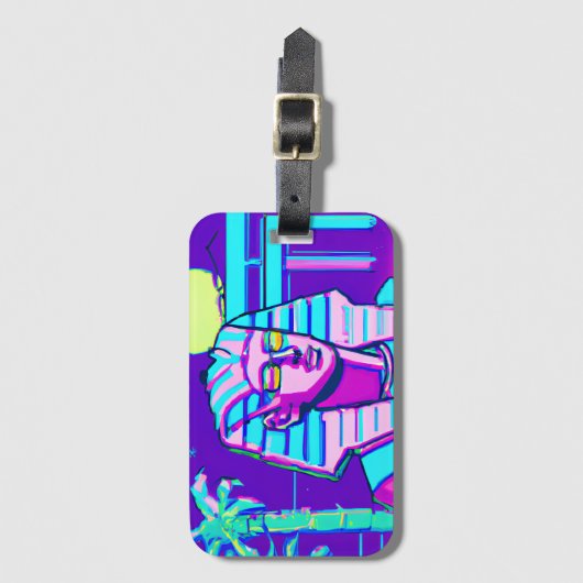 Synthwave Farao Bagagelabel (Voorkant (verticaal))