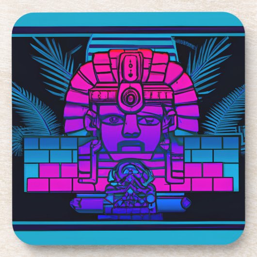 Synthwave Farao Bier Onderzetter (Voorkant)