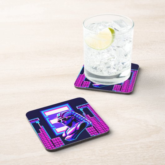 Synthwave Farao Bier Onderzetter (Rechterzijde)