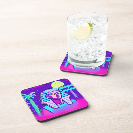Synthwave Farao Bier Onderzetter (Rechterzijde)