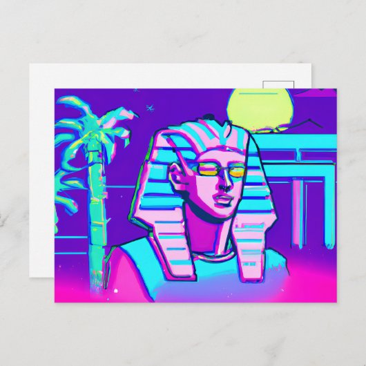 Synthwave Farao Briefkaart (Voorkant / Achterkant)