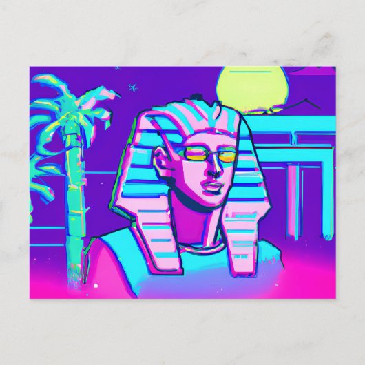 Synthwave Farao Briefkaart (Voorkant)