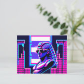 Synthwave Farao Briefkaart (Staand voorkant)