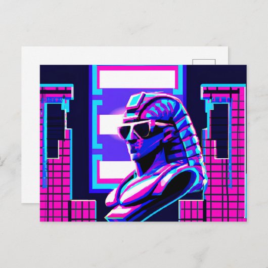 Synthwave Farao Briefkaart (Voorkant / Achterkant)