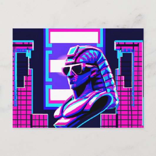 Synthwave Farao Briefkaart (Voorkant)