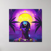 Synthwave Farao Canvas Afdruk (Voorkant)
