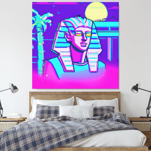 Synthwave Farao Canvas Afdruk (Insitu (Slaapkamer))