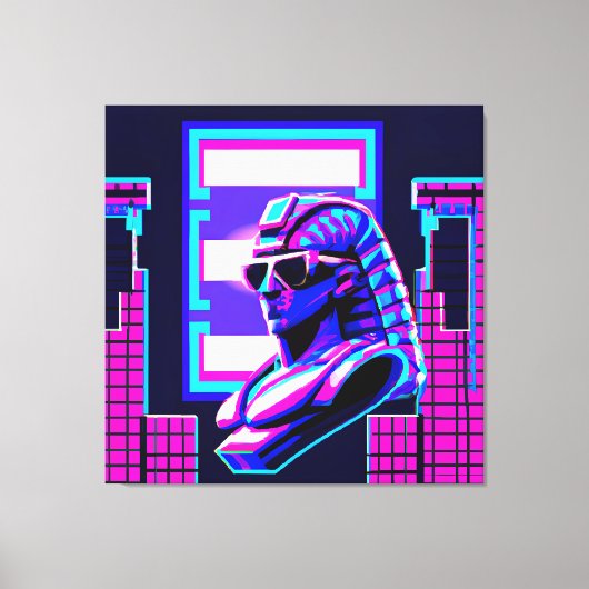 Synthwave Farao Canvas Afdruk (Voorkant)