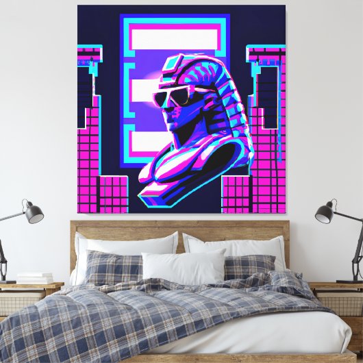 Synthwave Farao Canvas Afdruk (Insitu (Slaapkamer))