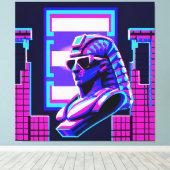 Synthwave Farao Canvas Afdruk (Insitu (Houten vloer))