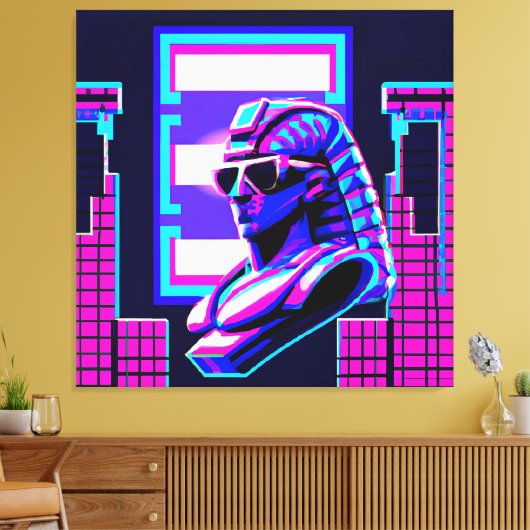 Synthwave Farao Canvas Afdruk (Insitu (Woonkamer))