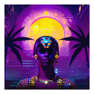 Synthwave Farao Foto Afdruk