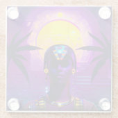 Synthwave Farao Glazen Onderzetter (Achterkant)