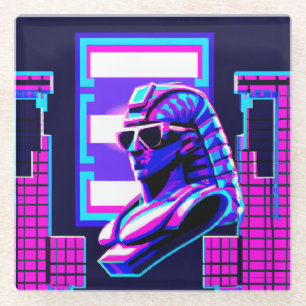 Synthwave Farao Glazen Onderzetter