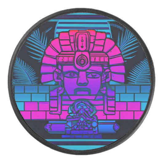 Synthwave Farao Hockey Puck (Voorkant)