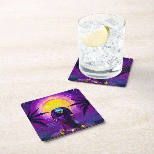 Synthwave Farao Kartonnen Onderzetters (Insitu)