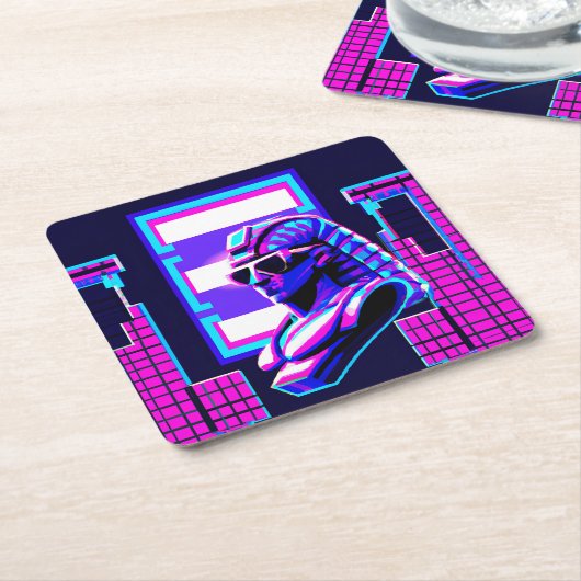Synthwave Farao Kartonnen Onderzetters (Schuin)
