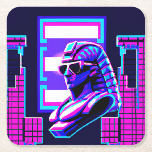 Synthwave Farao Kartonnen Onderzetters