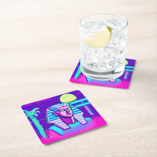 Synthwave Farao Kartonnen Onderzetters (Insitu)