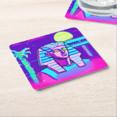 Synthwave Farao Kartonnen Onderzetters (Schuin)