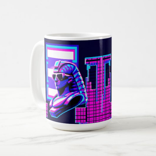 Synthwave Farao Koffiemok (Voorkant links)