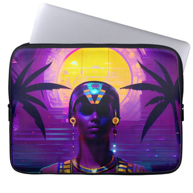 Synthwave Farao Laptop Sleeve (Voorkant)