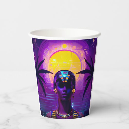 Synthwave Farao Papieren Bekers (Achterkant)