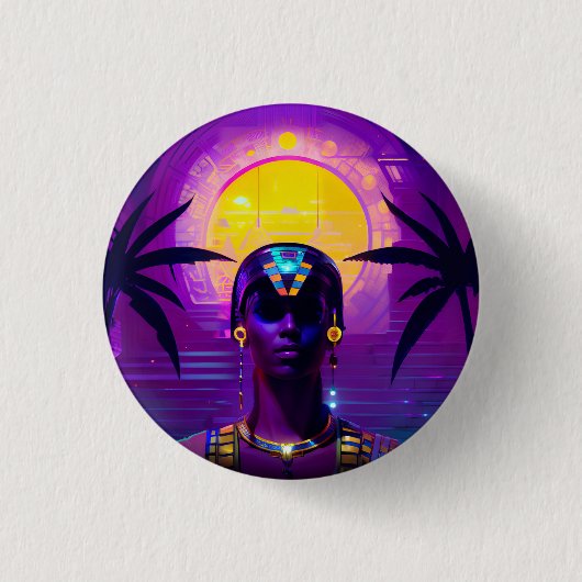 Synthwave Farao Ronde Button 3,2 Cm (Voorkant)