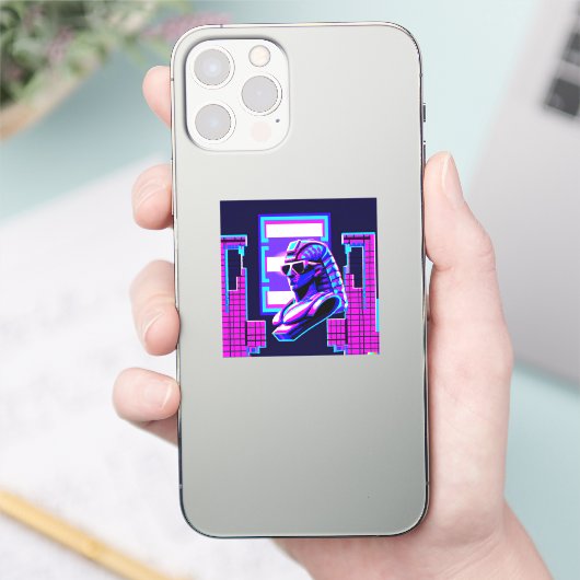 Synthwave Farao Sticker (Telefoon)