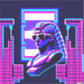 Synthwave Farao Sticker (Voorkant)
