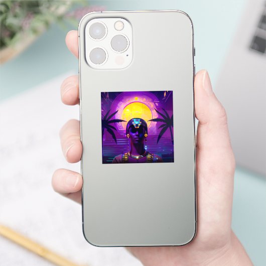 Synthwave Farao Sticker (Telefoon)