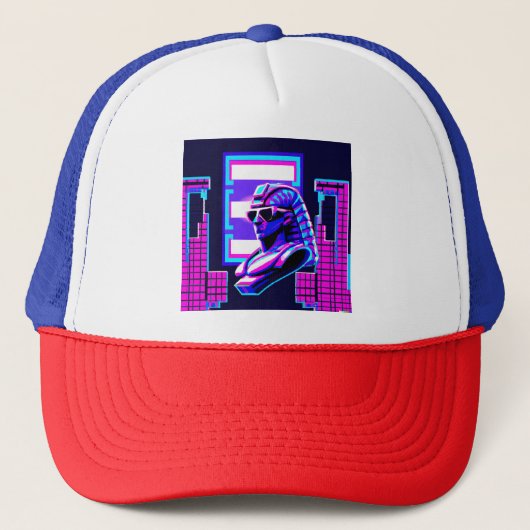 Synthwave Farao Trucker Pet (Voorkant)
